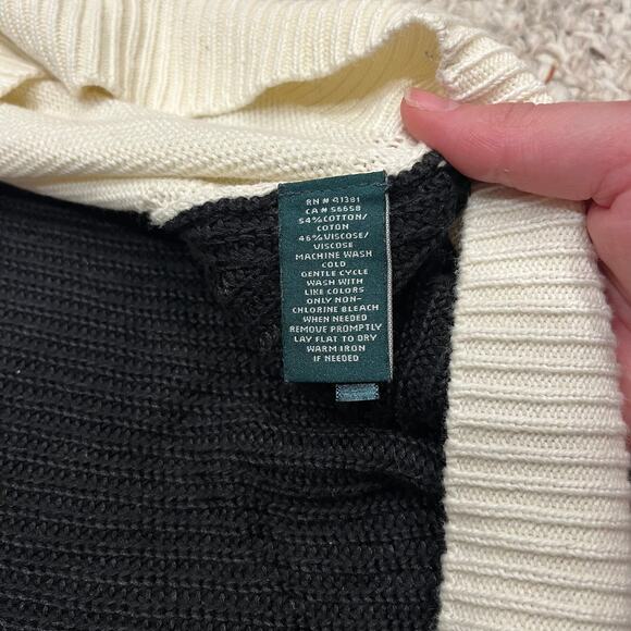 Lauren Ralph Lauren Colorblock Elliptical Hem High Low Sweater Sz M Oversized - Picture 7 of 7